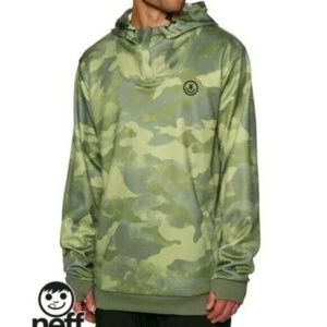 Neff Men's Hero Shredder Camo Fleece 1/4 Zip Hoodi